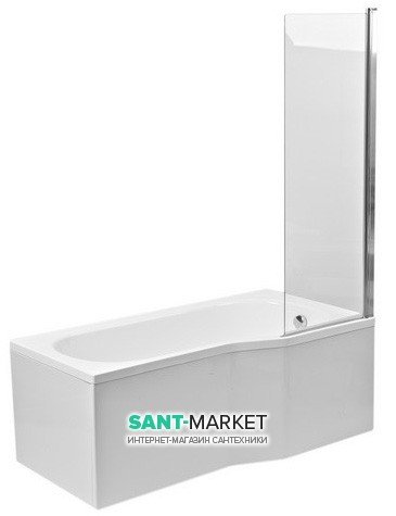 Шторка для ванны PoolSpa Monsun 73х153 left/right стекло прозрачное/профиль хром PI4000095