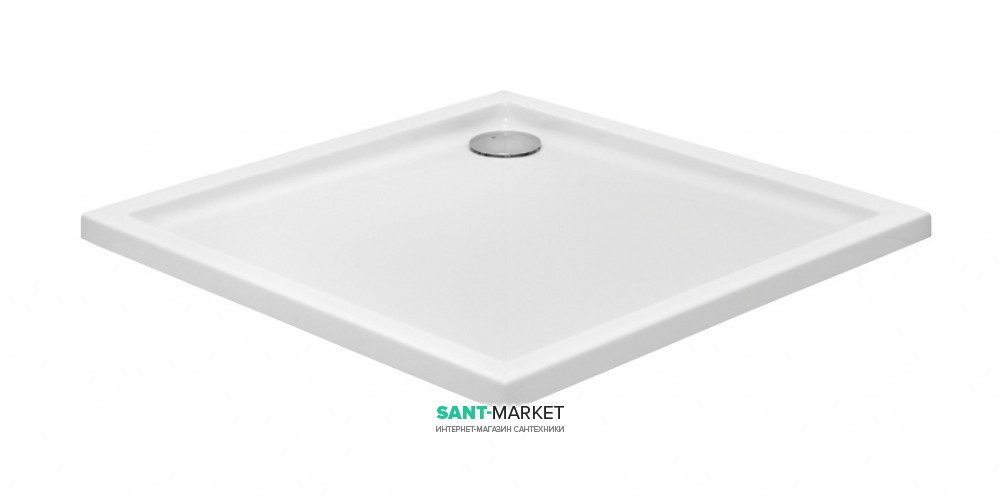 Душевой поддон квадратный PoolSpa Milano Flat 90х90 см Square с сифоном акрил белый PBKF210B0C00000