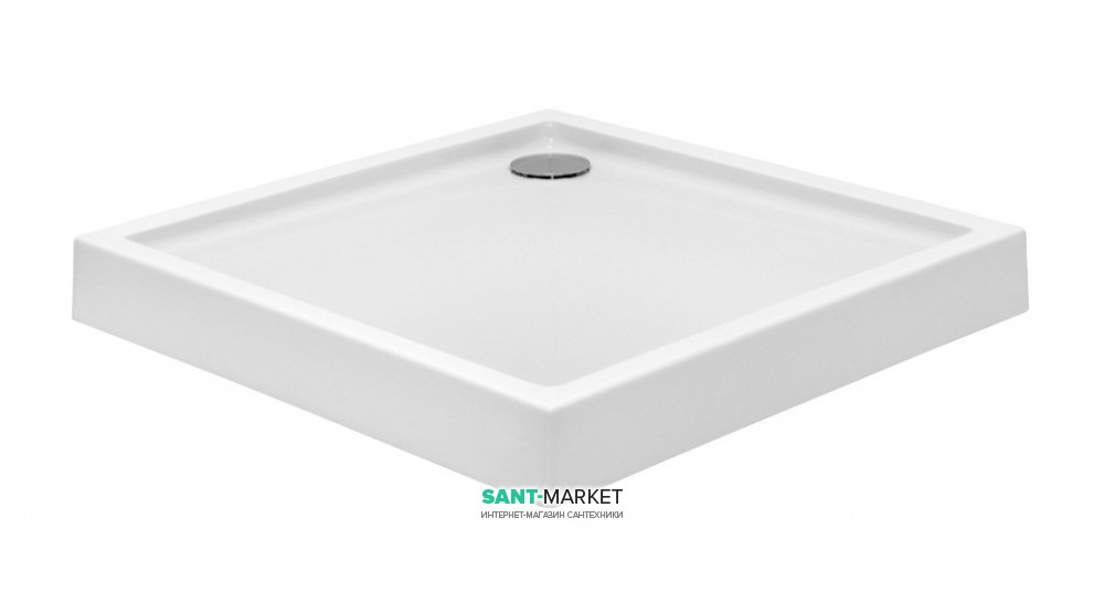Душовий піддон квадратний PoolSpa Milano Modern 90х90 см Square з ніжками та сифоном акрил білий PBKM210BNC00000