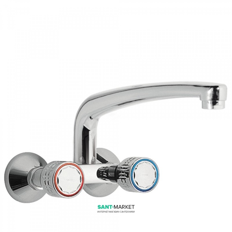 Смеситель для кухни Tres Ese-23 двухвентильный настенный расстояние от стены 276 мм хром 123217