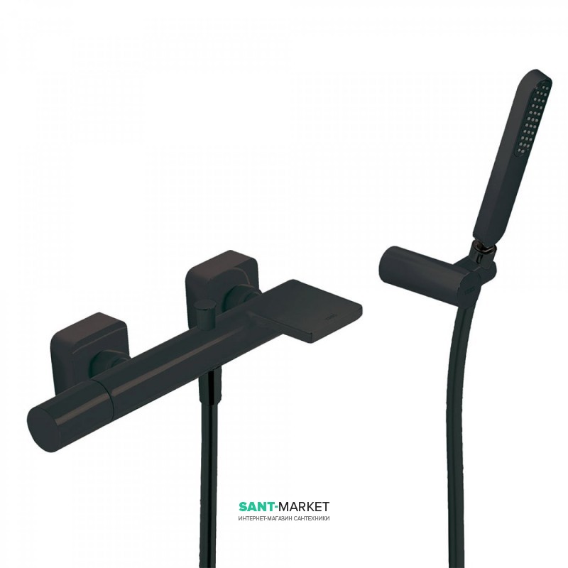 Смеситель для ванной Tres Loft colors с ручным душем черный матовый 20017001NM