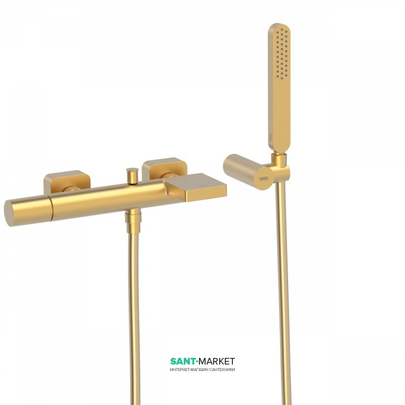 Смеситель для ванной Tres Loft colors с ручным душем матовое золото 20017001OM