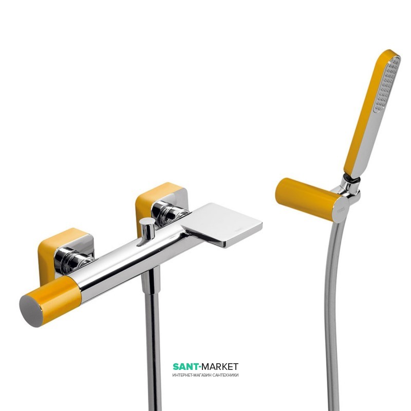 Смеситель для ванной Tres Loft colors с ручным душем янтарно-желтый/хром 20017001AM