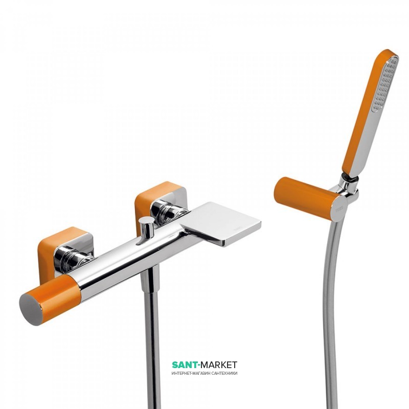 Смеситель для ванной Tres Loft colors с ручным душем оранжевый/хром 20017001NA