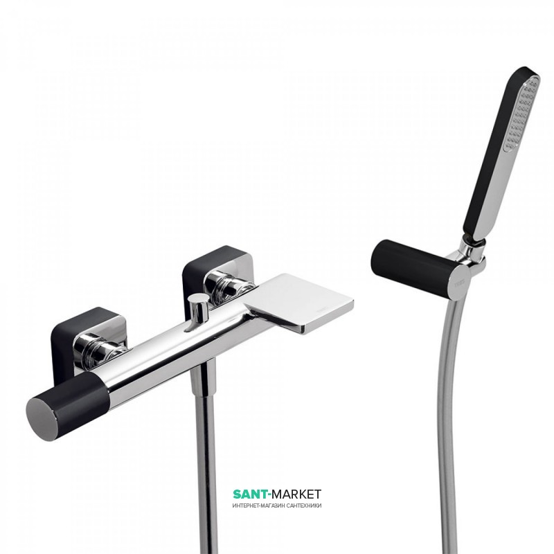 Змішувач для ванни Tres Loft colors з ручним душем чорний/хром 20017001NE