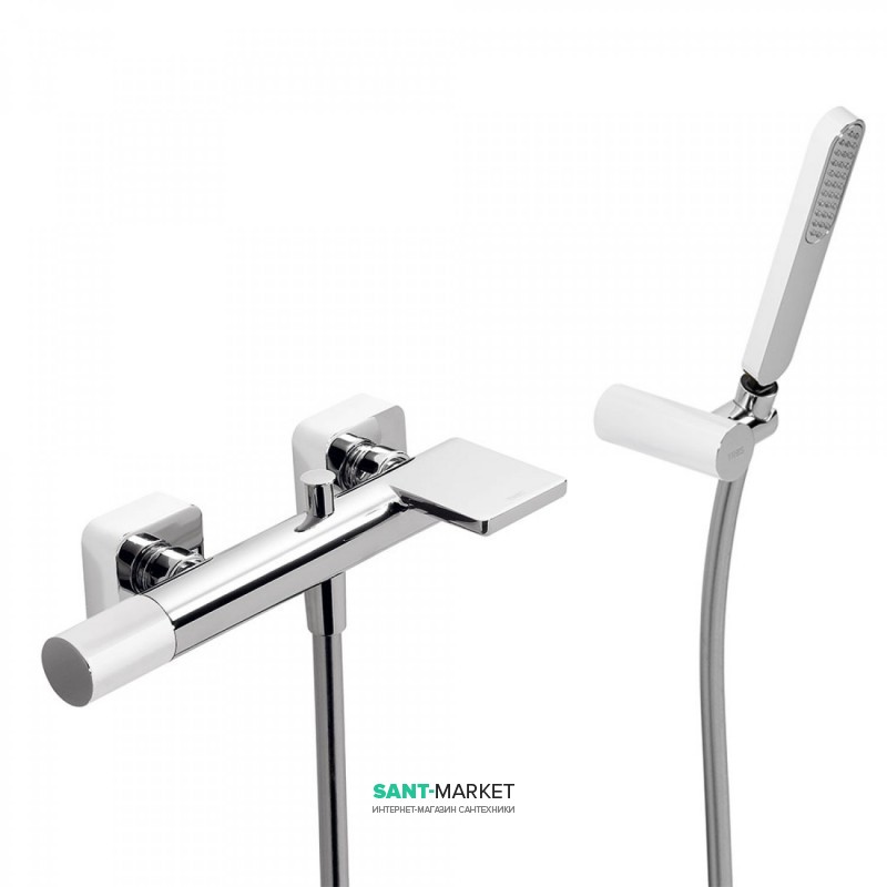 Змішувач для ванни Tres Loft colors з ручним душем білий/хром 20017001BL