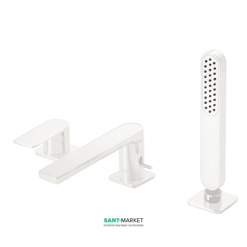 Смеситель на борт ванны Tres Loft colors с ручным душем белый матовый 20016203BM