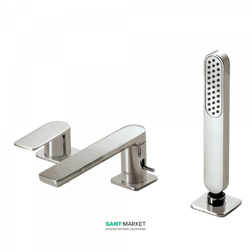 Смеситель на борт ванны Tres Loft colors с ручным душем сталь 20016203AC