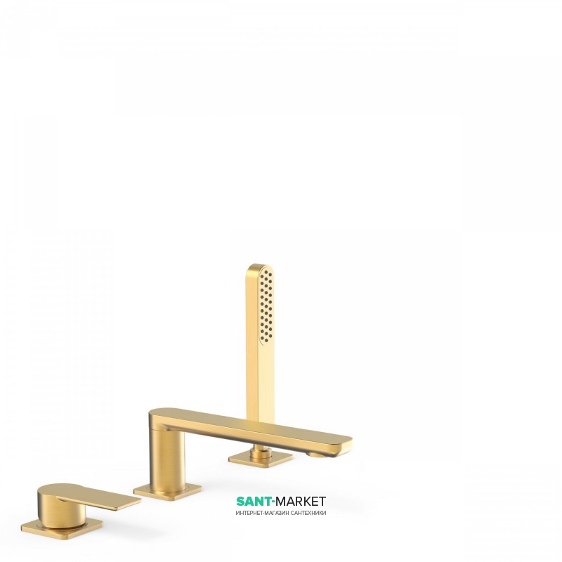 Смеситель на борт ванны Tres Loft colors с ручным душем матовое золото 20016203OM