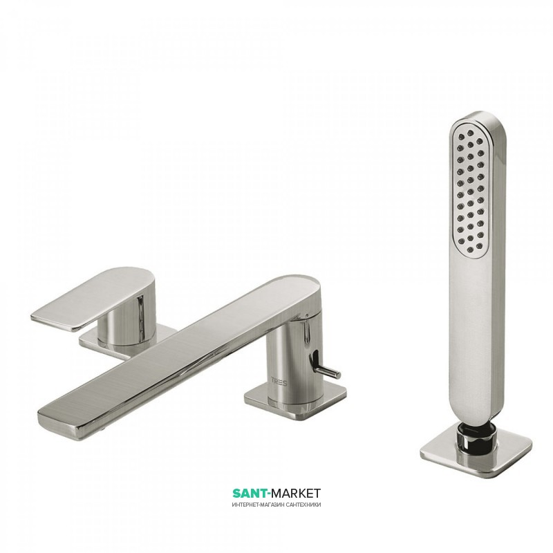 Смеситель на борт ванны Tres Loft colors с ручным душем сталь 20016201AC