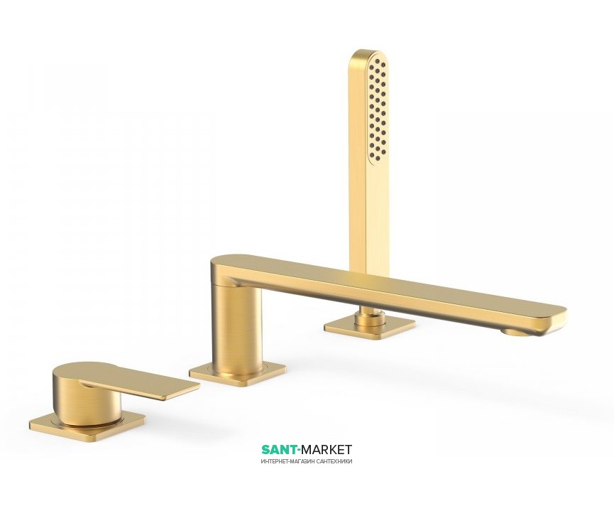 Смеситель на борт ванны Tres Loft colors с ручным душем матовое золото 20016201OM