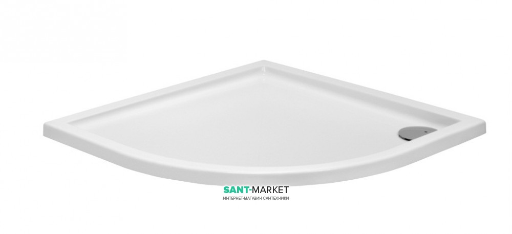 Душевой поддон четверть круга PoolSpa Milano Flat 90х90 см Round R55 с сифоном акрил белый PBPFJ10B0C00000