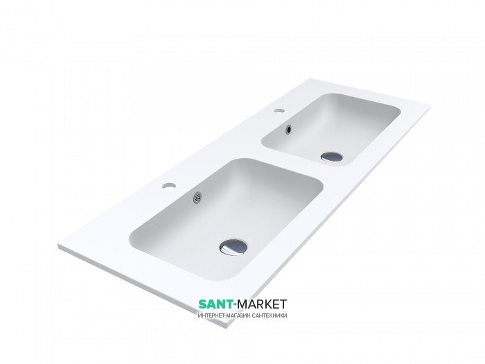 Раковина для ванной Miraggio Della 1200-2 врезная двойная с отверстиями под смеситель белый глянцевый 0000172