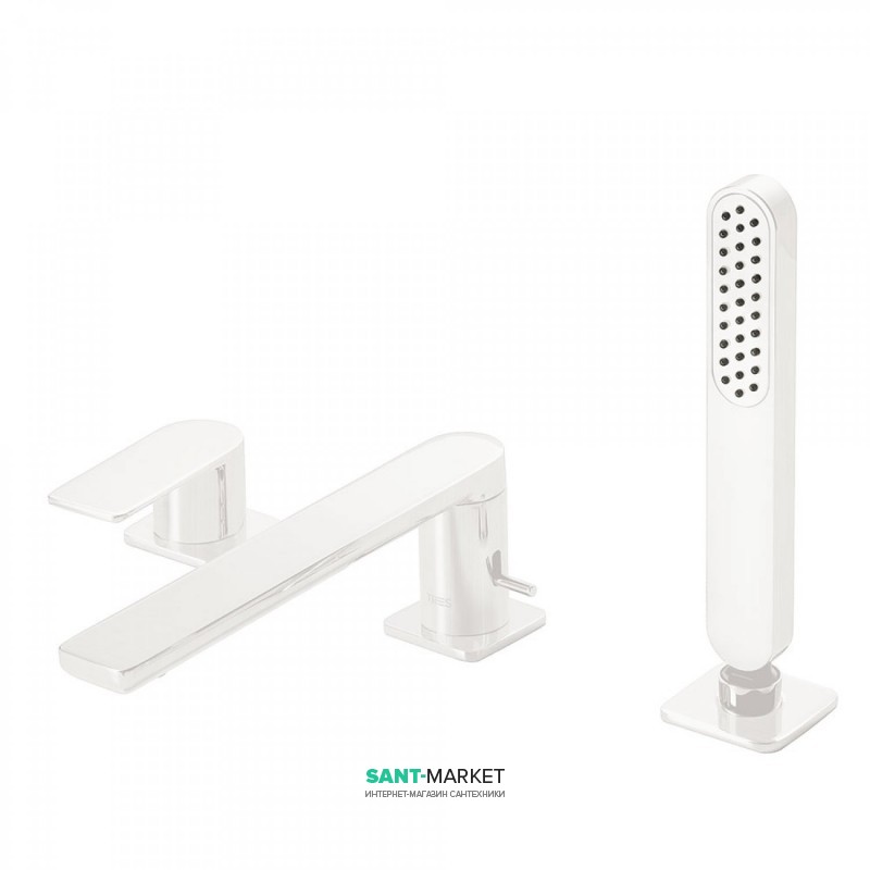 Змішувач на борт ванни Tres Loft colors з ручним душем білий матовий 20016201BM