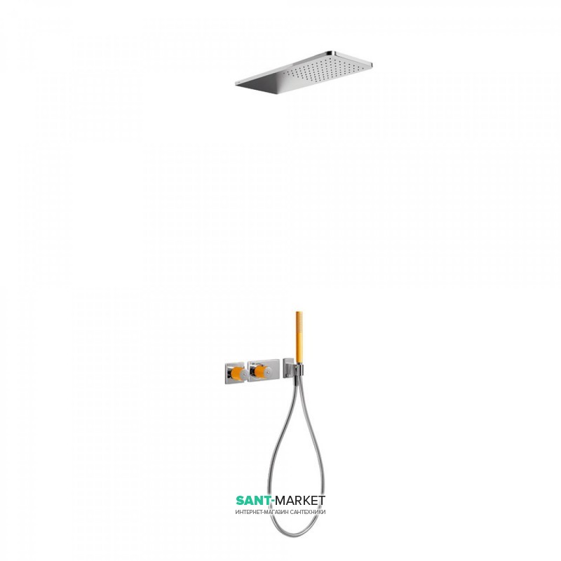 Душова система прихованого монтажу Tres Block System colors термостатична помаранчевий/хром 20735202NA