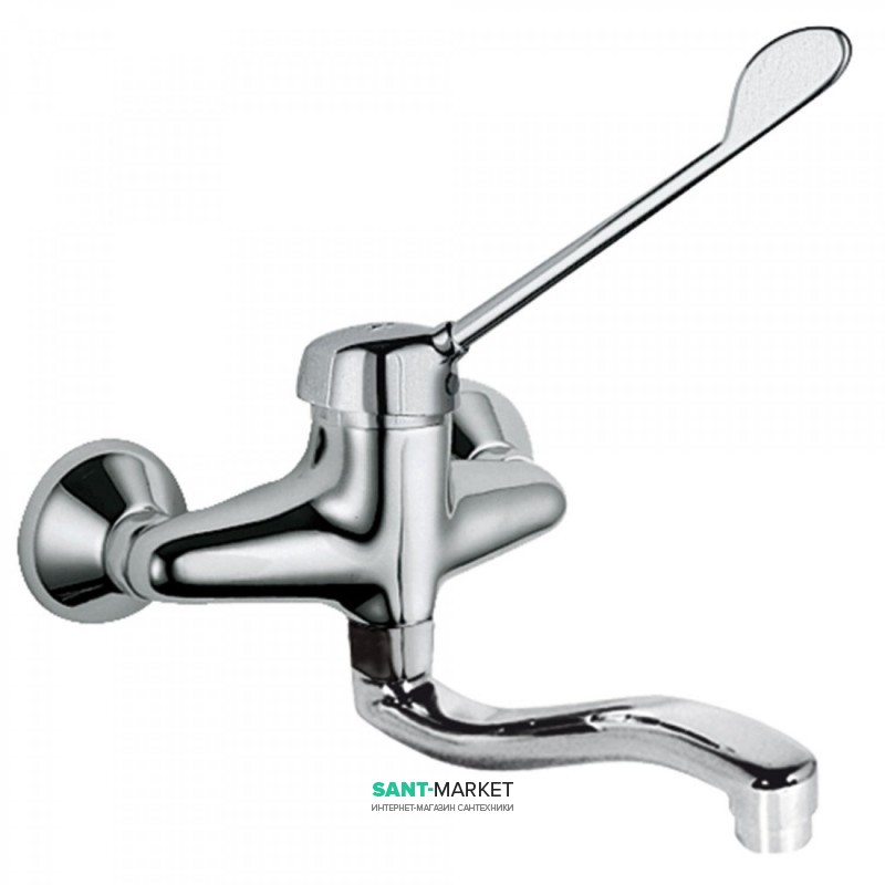 Смеситель для раковины Tres Monotres настенный с медицинским рычагом хром 17231811