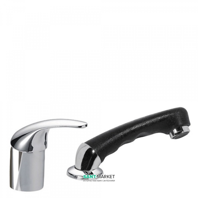 Змішувач з душовою лійкою для перукарні Tres Monotres одноважільний хром/чорний 172450