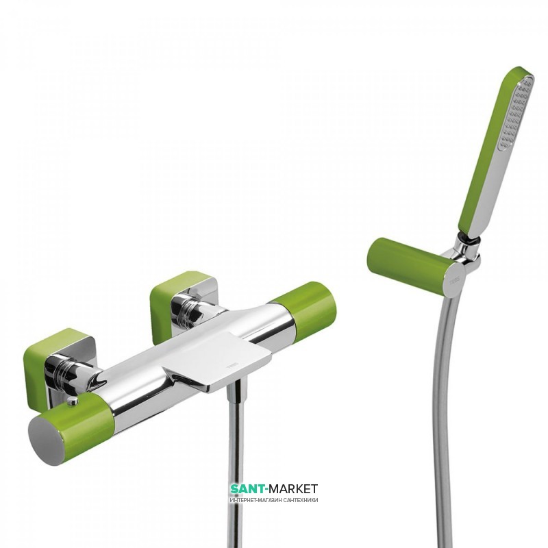 Термостат для ванной Tres Loft colors с ручным душем зеленый/хром 20017409VE