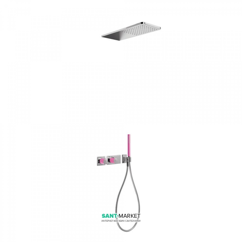 Душова система прихованого монтажу Tres Block System colors термостатична фуксія/хром 20735202FU