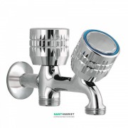 Запорный вентиль Tres Ese-23 для стиральной машины двойной холодная вода 1/2'' - 3/4'' - 3/4'' хром 02351501