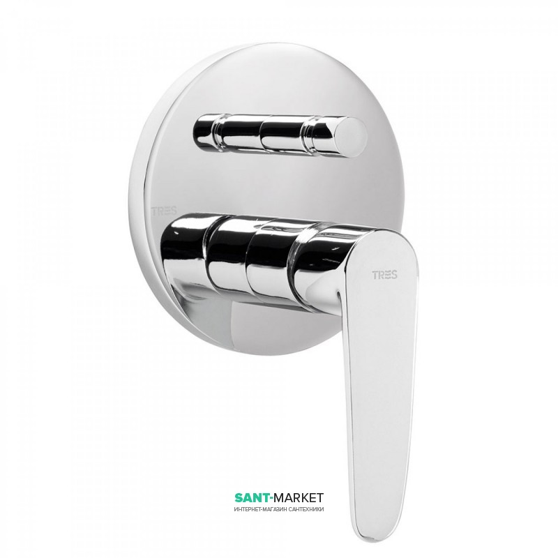 Смеситель для душа скрытого монтажа Tres Flat-tres однорычажный 2 потребителя хром 20418001
