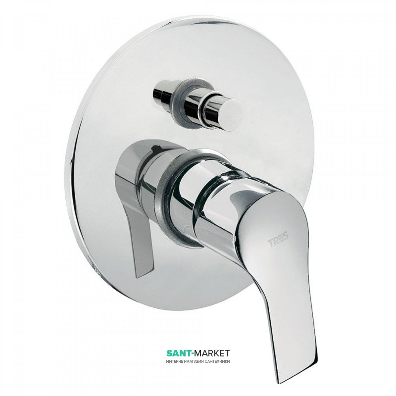 Смеситель для душа скрытого монтажа Tres K-tres однорычажный 2 потребителя хром 06918012