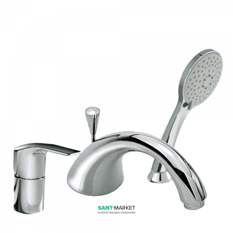 Змішувач для ванної Tres K-Tres одноважільний з ручним душем монтаж на борт ванни хром 169145