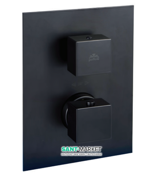 Змішувач для душу прихованого монтажу Paffoni Elle з термостатом 2 споживача чорний матовий LEQ 518 NO/M