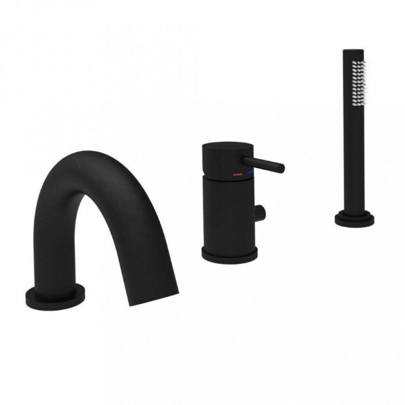 Змішувач для ванної Paffoni Light одноважільний з ручним душем монтаж на борт ванни чорний матовий LIG 047 NO