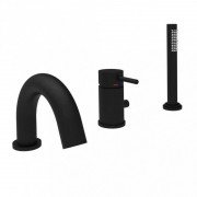 Смеситель для ванной Paffoni Light однорычажный с ручным душем монтаж на борт ванны черный матовый LIG 047 NO