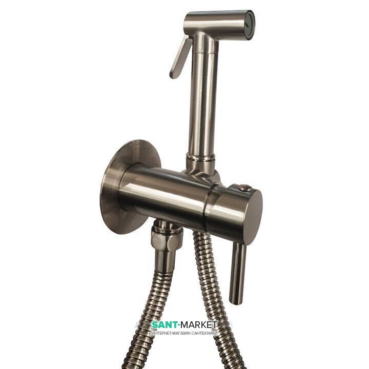 Гигиенический душ Paffoni Tweet Round Mix со смесителем и шлангом нержавеющая сталь ZDUP 110 ST