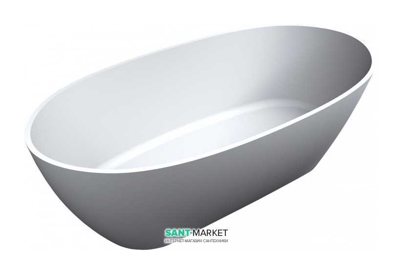 Ванна з штучного каменю Miraggio Estella 168x83 см овальна білий глянсовий 0000267