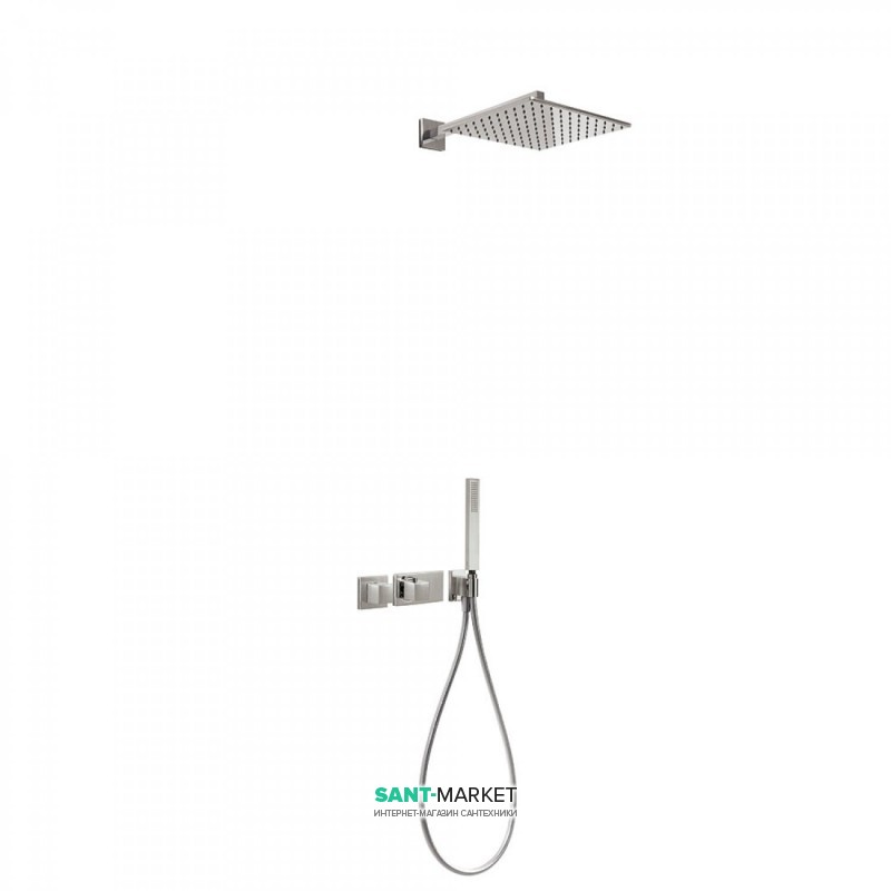 Душевая система Tres Block System colors термостатическая с верхним и ручным душем сталь 20725201AC