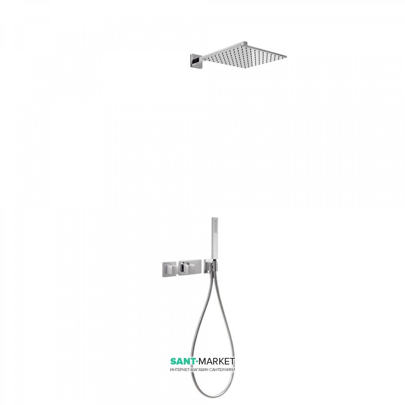 Душевая система Tres Block System термостатическая с верхним и ручным душем хром 20725201