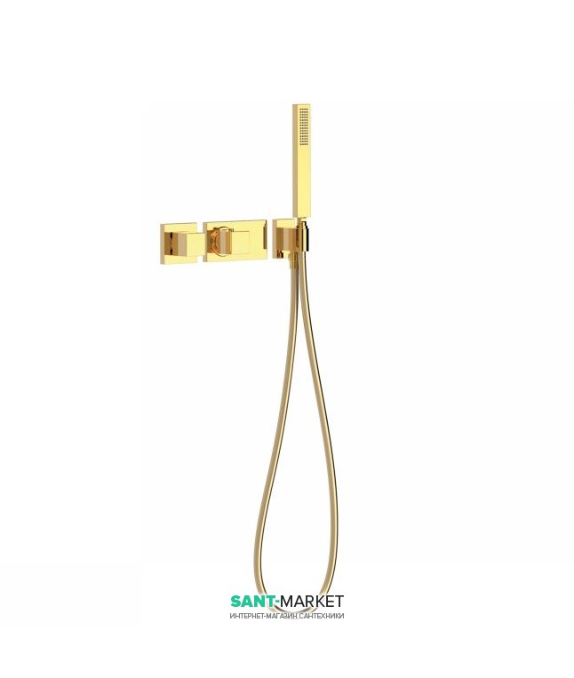 Термостат для душа Tres Block System colors с ручным душем 2 потребителя золото 20725291OR