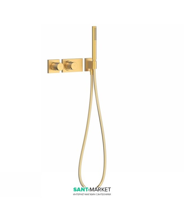Термостат для душа Tres Block System colors с ручным душем 2 потребителя матовое золото 20735291OM
