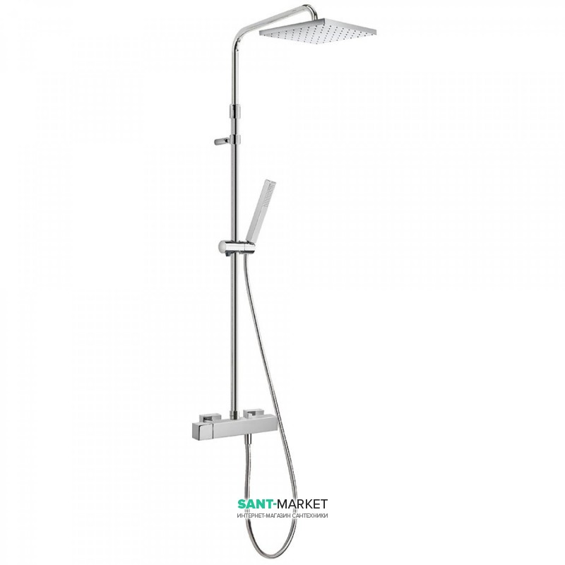 Душевая стойка Tres Cuadro Tres со смесителем верхним и ручным душем хром 00719701