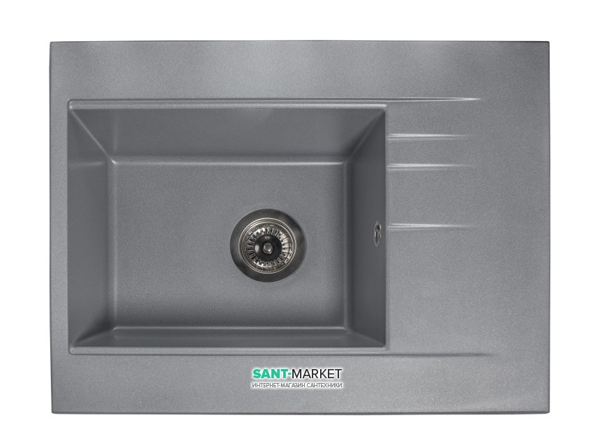 Мойка для кухни Miraggio Bodrum 650 врезная прямоугольная с крылом матовый gray 0000008
