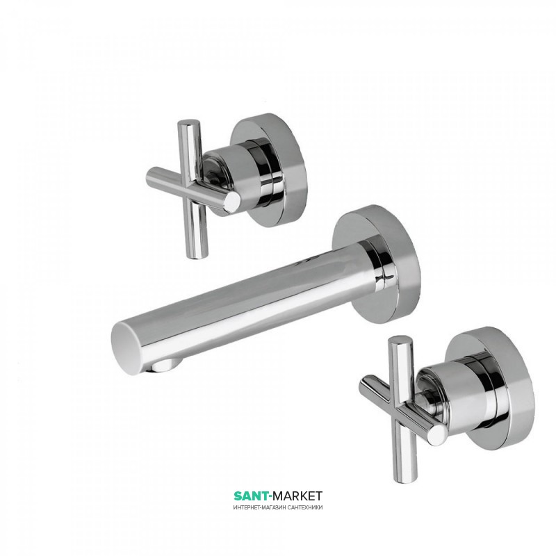 Змішувач для раковини Tres Bimax-Tres двухвентильний настінний хром 163152