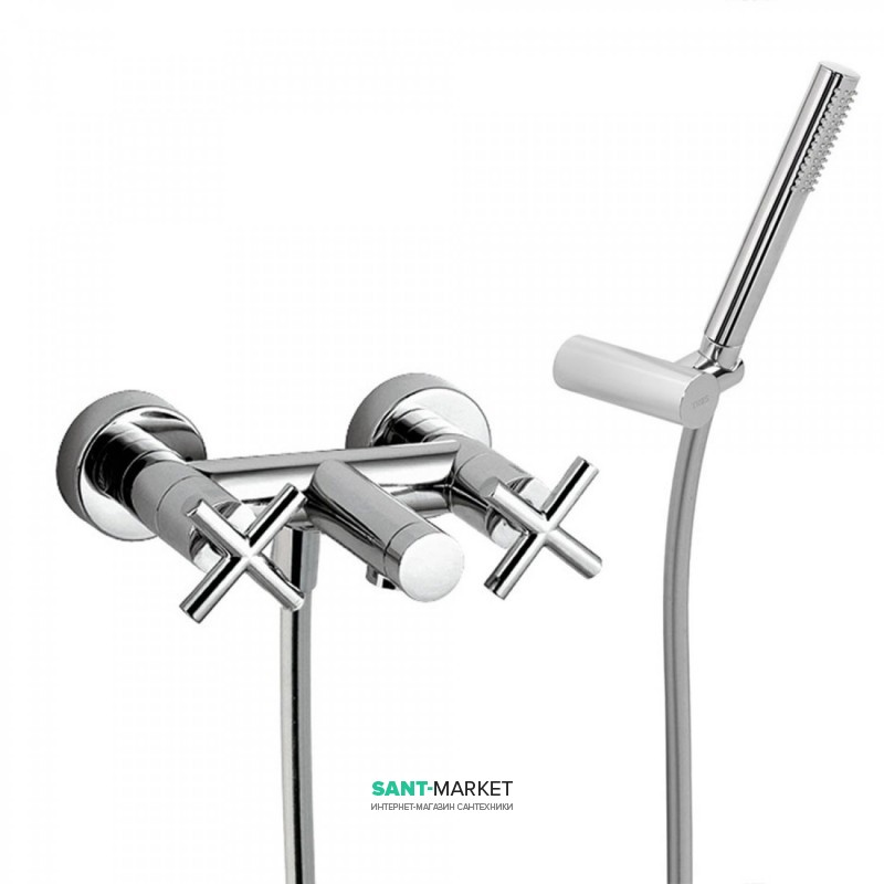 Смеситель для ванной Tres Bimax-Tres двухвентильный с ручным душем хром 163874