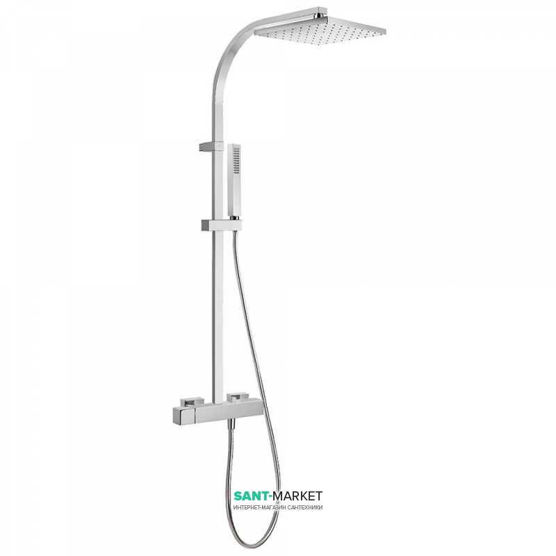 Душевая стойка Tres Cuadro Tres со смесителем верхним и ручным душем хром 00719101
