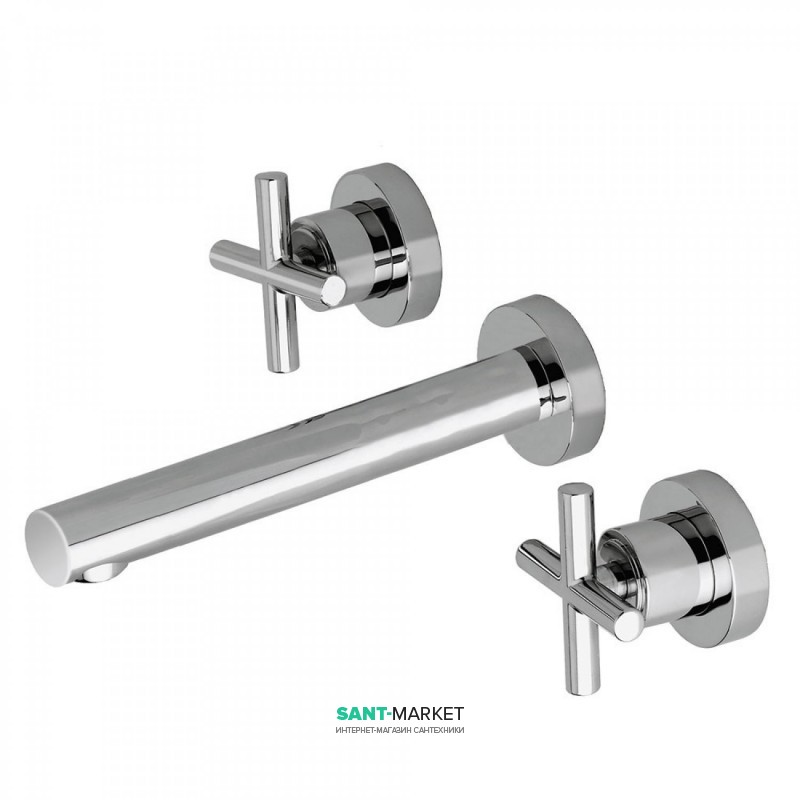 Смеситель для раковины Tres Bimax-Tres двухвентильный настенный хром 163151