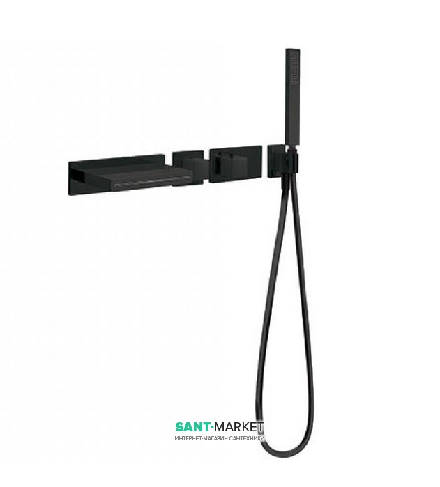 Термостат для ванны Tres Block System с ручным душем черный матовый 20719201NM