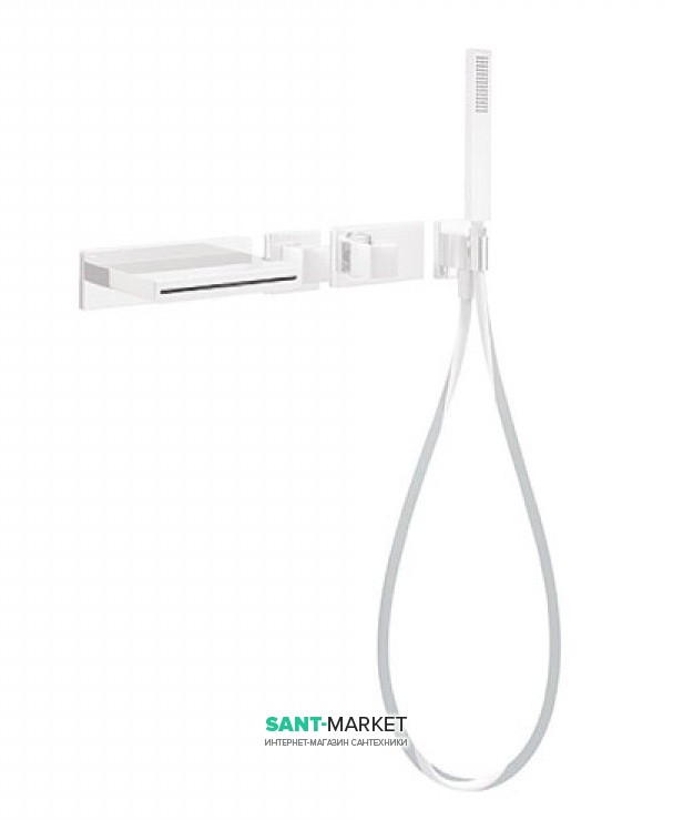 Термостат для ванны Tres Block System с ручным душем белый матовый 20719201BM