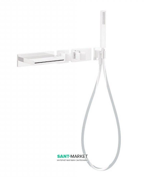 Термостат для ванны Tres Block System с ручным душем белый матовый 20719201BM