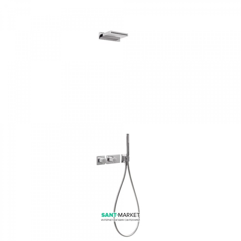Душова система Tres Block System термостатична з верхнім і ручним душем хром 20735203