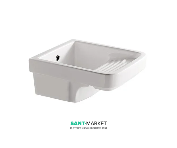 Раковина Galassia Minerva врізна для прання 45 см без отвору під змішувач з переливом білий 2008