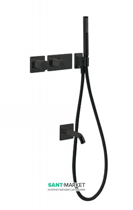 Термостат для ванни Tres Block System colors з ручним душем чорний матовий 20735208NM