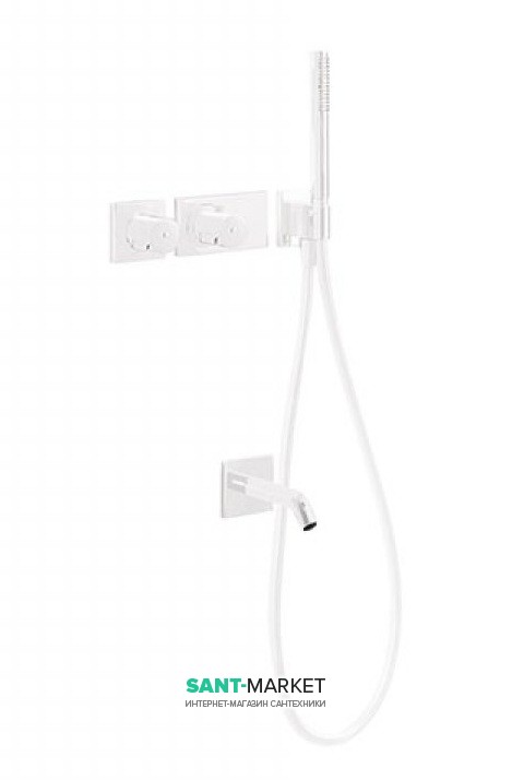 Термостат для ванны Tres Block System colors с ручным душем белый матовый 20735208BM