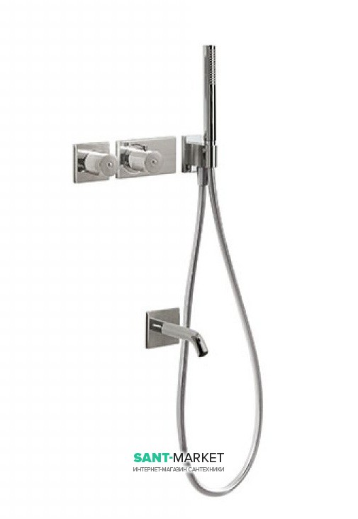 Термостат для ванны Tres Block System colors с ручным душем сталь 20735208AC